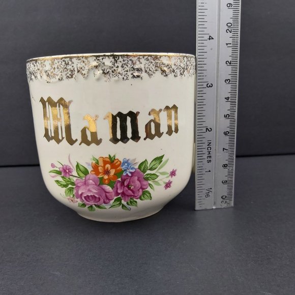 ESD Japan Hand Painted Floral Mug Gold Maman - Gold Gilded Gift Cup for Mother - Picture 6 of 10